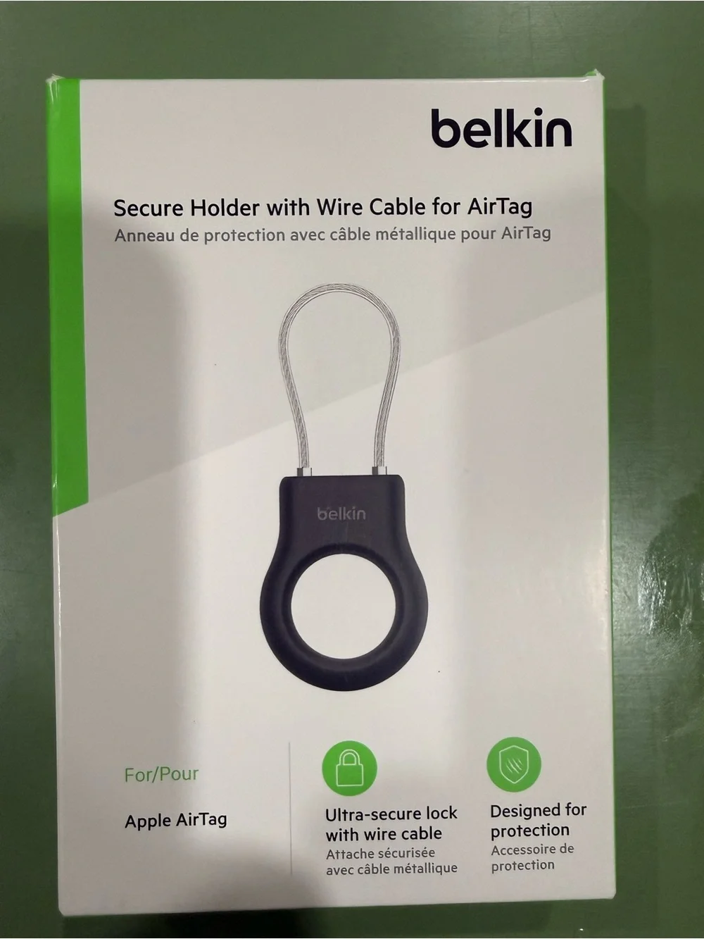 belkin Black Secure Holder with Wire Cable for AirTag